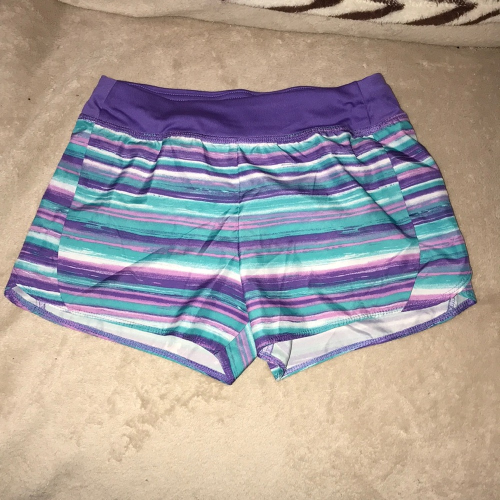 Athletic works M (7-8) swim/shorts purple pink green white 💕